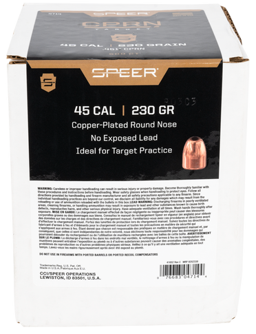 Speer 4714 Handgun  45Cal 230gr Round Nose 500 Per Box/3 Case 27039