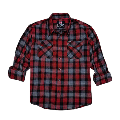 Hornady Gear 32193 Flannel Shirt  Large Red/Black/Gray,  Cotton/Polyester, Relaxed Fit Button Up 159680