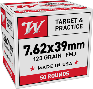 Winchester Ammo W7623950   7.62x39mm 123gr Full Metal Jacket 50 Per Box/10 Case 163280