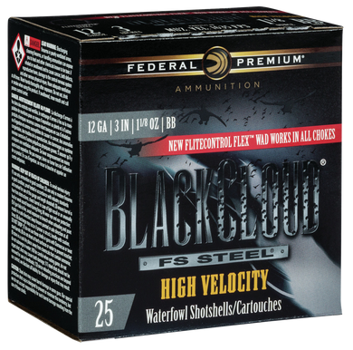 Federal PWBXH143BB Black Cloud FS High Velocity 12Gauge 3" 1 1/8oz BBShot 25 Per Box/10 Case 116531