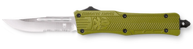 CobraTec Knives SODCTK1SDS CTK-1 Small 2.75" OTF Drop Point Part Serrated D2 Steel Blade/OD Green Aluminum Handle Features Glass Breaker Includes Pocket Clip 112480