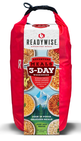 ReadyWise RW05918 Outdoor Food Kit 3 Day Weekender Pack w/Dry Bag Includes 6 Entrees, 3 Breakfasts and 3 Snacks 131358
