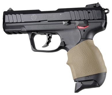 Hogue 18003 HandAll Jr. Grip Sleeve Small Size made of Rubber with Textured Flat Dark Earth Finish & Finger Groove for Most 22, 25 & 38 Pistols 102652