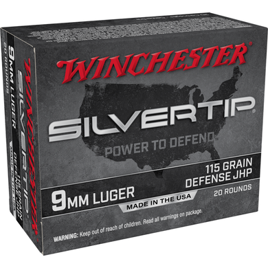 Winchester Silvertip Handgun Ammunition 9mm Luger 115 gr. JHP 1225 fps 20/ct WNW9MMST