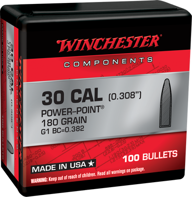 Winchester Ammo WB308P180X Centerfire Rifle  308Win 180gr Power Point 100 Per Box/10 Case 133807
