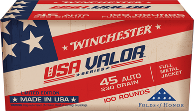 Winchester Ammo USAV45A USA Valor  45ACP 230gr Full Metal Jacket 100 Per Box/5 Case 142857