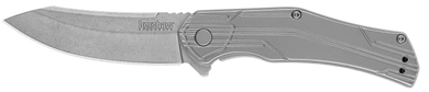 Kershaw 1380 Husker  EDC 3" Folding Trailing Point Plain Bead Blasted 8Cr13MoV SS Blade, Stonewashed Stainless Steel Handle 164683