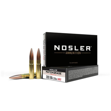 Nosler Match Grade Suppressor Ready Subsonic Rifle Ammunition 300 Blackout 220gr 1020 fps 20/ct NO51275