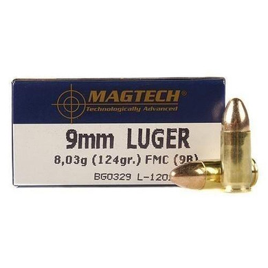 MagTech Handgun Ammunition 9mm Luger 124 gr FMJ 1109 fps 50/ct MG9B