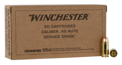 Winchester Ammo SG45W USA Service Grade 45ACP 230gr Full Metal Jacket 50 Per Box/10 Case 96860