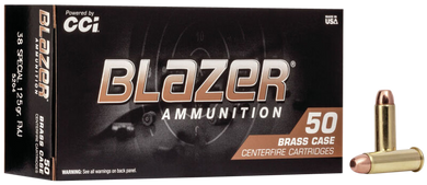 CCI 5204 Blazer Brass Handgun 38Special 125gr Full Metal Jacket 50 Per Box/20 Case 63382