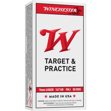 Winchester Target Handgun Ammunition 9mm Luger 147 gr. FMJ 990 fps 50/ct WNUSA9MM1
