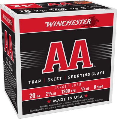Winchester Ammo AA208 AA  20Gauge 2.75" 7/8oz 8Shot 25 Per Box/10 Case 116994
