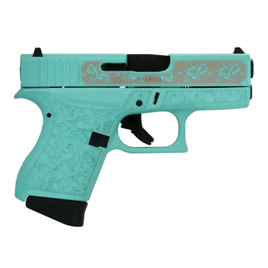 Glock 43 Gen 4 "Robin's Egg Blue Glock & Roses" Subcompact Handgun 9mm Luger 6/rd Magazines (2) 3.41" Barrel USA GLUI4350201GRP