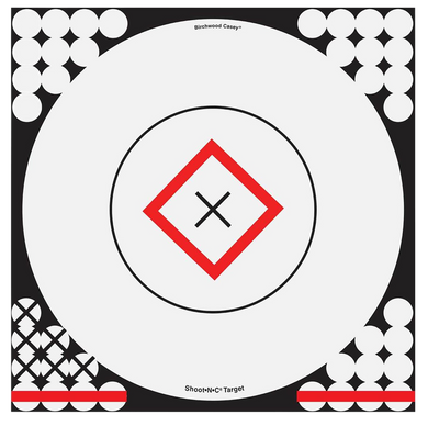 Birchwood Casey 34195 Shoot-N-C Reactive Target Self-Adhesive Paper Black/Red/White 17.25" Bullseye 5 Pack 136554