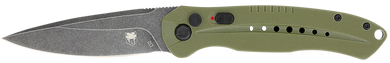 CobraTec Knives ODGDIABLOAUTO Diablo  3.50" Folding Black Stonewashed D2 Steel Blade, 4.75" OD Green Textured G10 Scales Handle 167299