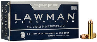 Speer 53750 Lawman  38Special+P 158gr Total Metal Jacket Round Nose 50 Per Box/20 Case 63247