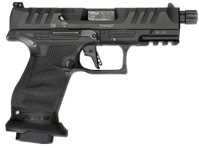 Walther Arms 2858151 PDP Compact Pro 9mm Luger 4.60" 10+1 Threaded Barrel Flared Magwell Black Steel Slide with Front Serrations & Optics Cut Performance Duty Textured Black Polymer Grip 141067