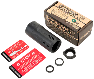 Strike Industries BS-OPPRESSOR-U-BK Oppressor Universal Blast Shield Multi-Cal 3.37"L 1.61"D Black Anodized Steel/Aluminum for Barrels with 1/2" & 5/8" Threads (Max .98"D Barrels) 143884