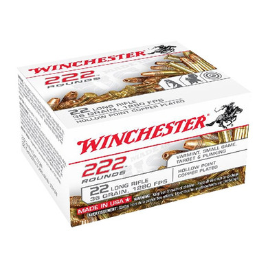 22 LONG RIFLE 36GR COPPER PLATED HOLLOW POINT 222/BOX 105003778