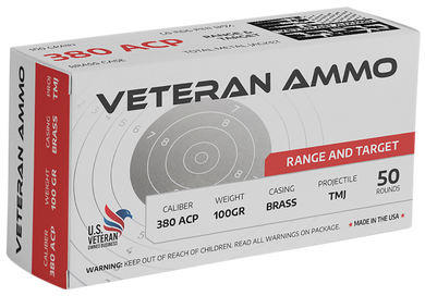 Hyperion Munitions HMBX38010050 Veteran Ammo  380 ACP 100 gr Full Metal Jacket 50 Per Box/20 Case 167933
