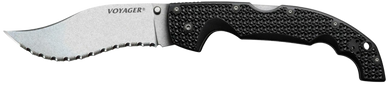 Cold Steel CS29AXVS Voyager XL 5.50" Folding Vaquero Serrated AUS-10A SS Blade/ Black Griv-Ex w/Aluminum Liners Handle Includes Pocket Clip 132882