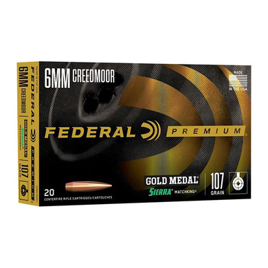 6MM CREEDMOOR 107GR GOLD MEDAL SIERRA MATCHKING 20/BOX 105001175