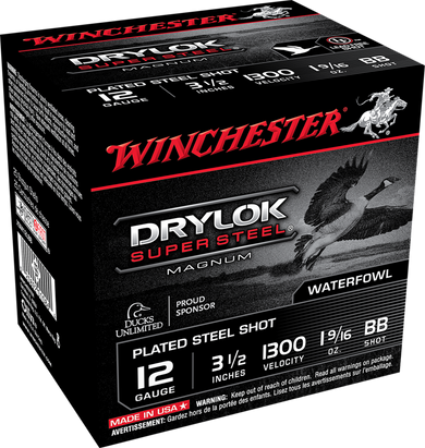 Winchester Ammo XSM12LBB Drylok Super Steel Magnum 12Gauge 3.50" 1 9/16oz BBShot 25 Per Box/10 Case 117042