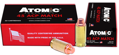 Atomic Ammunition 448 Match Precision Craft 45ACP 185gr Semi Wadcutter 50 Per Box/10 Case 120167