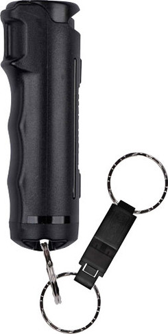 SABRE PEPPER GEL SPRAY W/QUICKRELEASE WHISTLE FLIP TOP BLACK F15BUSGW2