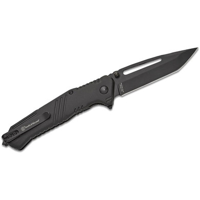 Smith & Wesson Extreme Ops Folding Knife 3-1/2" Tanto Blade Black with Glass Breaker Box PF1209518