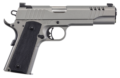 Auto-Ordnance 1911TCAC6N 1911 A1  45 ACP 7+1 5" Savage Silver Cerakoate, Serrated/Ported Slide,  Black Rubber Grips, TruGlo Night Sights 140904