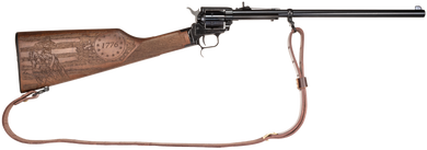 Heritage Mfg BR226B16HSWB15 Rough Rider Rancher 22 LR 6rd 16", Blued Barrel/Rec, Independence Day Engraved Walnut Stock, Leather Sling Included 154827