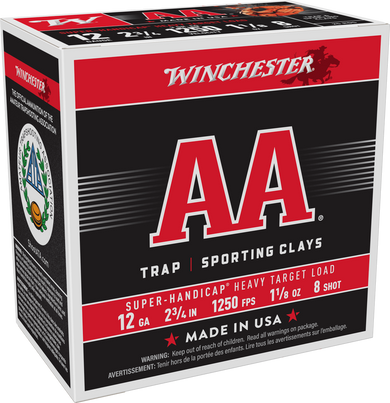 Winchester Ammo AAHA128 AA Super Handicap Heavy Target 12Gauge 2.75" 1 1/8oz 8Shot 25 Per Box/10 Case 117183
