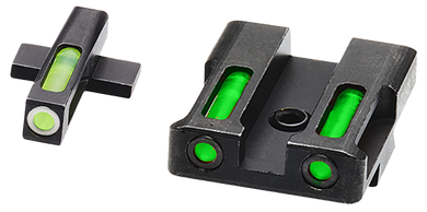 HiViz XDN321 LiteWave H3 Sight Set for Springfield XD Green Tritium White Outline Front Sight-Green Fiber Optic Rear Sight 104519