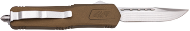 Great Lakes Firearms GLKMDSMTBRZ GLFA  Medium 3.50" OTF Plain Steel Blade, Bronze Cerakote Aluminum Handle 171430