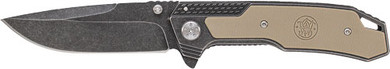 S&W STONEWASH DROP POINT 3.6"BLADE W/ S&W LOGO IN G10 HNDL SW609CP