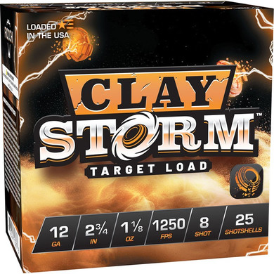 CLAY STORM 12 GAUGE 2-3/4'' 1-1/8OZ #8 SHOT 1250 FPS 25/BOX 430113238