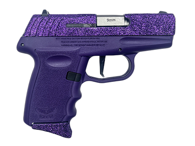 SCCY Industries DVG1RPPU DVG-1  Sub-Compact Frame 9mm Luger 10+1 3.10" Stainless Quadlock Barrel, Purple Glitter Optic Ready/Serrated Stainless Steel Slide, Royal Purple Polymer Frame & Grip 162415