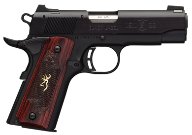 Browning 051852490 1911 Black Label Medallion Compact 22 LR 10+1, 3.63" Target Crown Barrel, Matte Black Serrated Slide & Aluminum Frame w/Beavertail 23077
