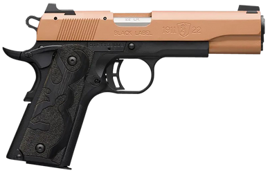 Browning 051895490 1911-22 Black Label Full Size Frame 22 LR 10+1, 4.25" Matte Stainless Steel Barrel, Copper Cerakote Serrated Slide, Matte Black Polymer Frame w/Beavertail, Black Laminate Wood Grip 153078