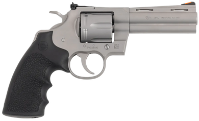 Colt Mfg PYTHONSM4RTS Python  357 Mag/38 Special 6 Shot, 4.25" Matte Stainless Steel Recessed Target Vent Rib Barrel, Cylinder & Frame, Black Rubber Grip, Exposed Hammer 159670