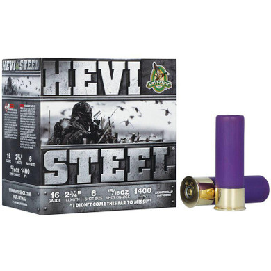 HEVI-Shot HEVI-Steel Shotshells 16ga 2-3/4" 15/16oz 1400 fps #6 25/ct HVHS61606