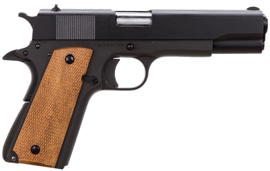 Taylors & Company 230003 1911  45 ACP Caliber with 5" Barrel, 7+1 Capacity, Overall Black Parkerized Finish Steel, Beavertail Frame, Serrated Steel Slide & Checkered Walnut Grip 64725