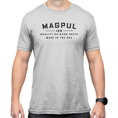 Magpul MAG1112-041-L Go Bang Parts  Stone Gray Heather Cotton/Polyester Short Sleeve Large 184457