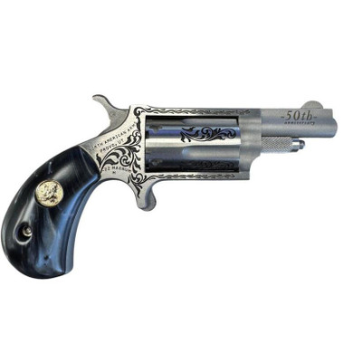 NAA  50th Anniversary Stainless Steel Handgun .22 WMR 5rd Capacity 1.625" Barrel Black Pearl Grip Limited Edition NDNAA22M50B