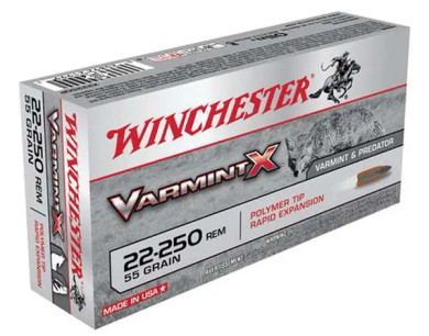 WINCHESTER VARMINT 22-250 55GR PT 20RD BX 200RD CASE WINCX22250P