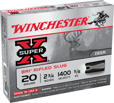 WINCHESTER 20G SUPER X 2-3/4" BRI RFLD SLUG 5/8OZ 5RDS/BX WINCXRS20