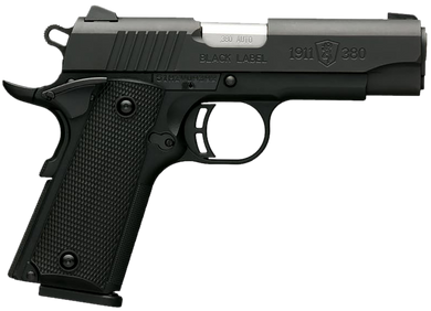 Browning 051905492 1911-380 Black Label Compact 380 ACP 8+1 3.63" Target Crown Barrel, Matte Black Serrated  Stainless Steel Slide & Polymer Frame w/Beavertail, Black Polymer Grips 8295