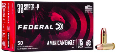 FEDERAL 38 SUPER +P 115GR JHP 50 RD/BX 20 BX/CS FEDEAE38S3